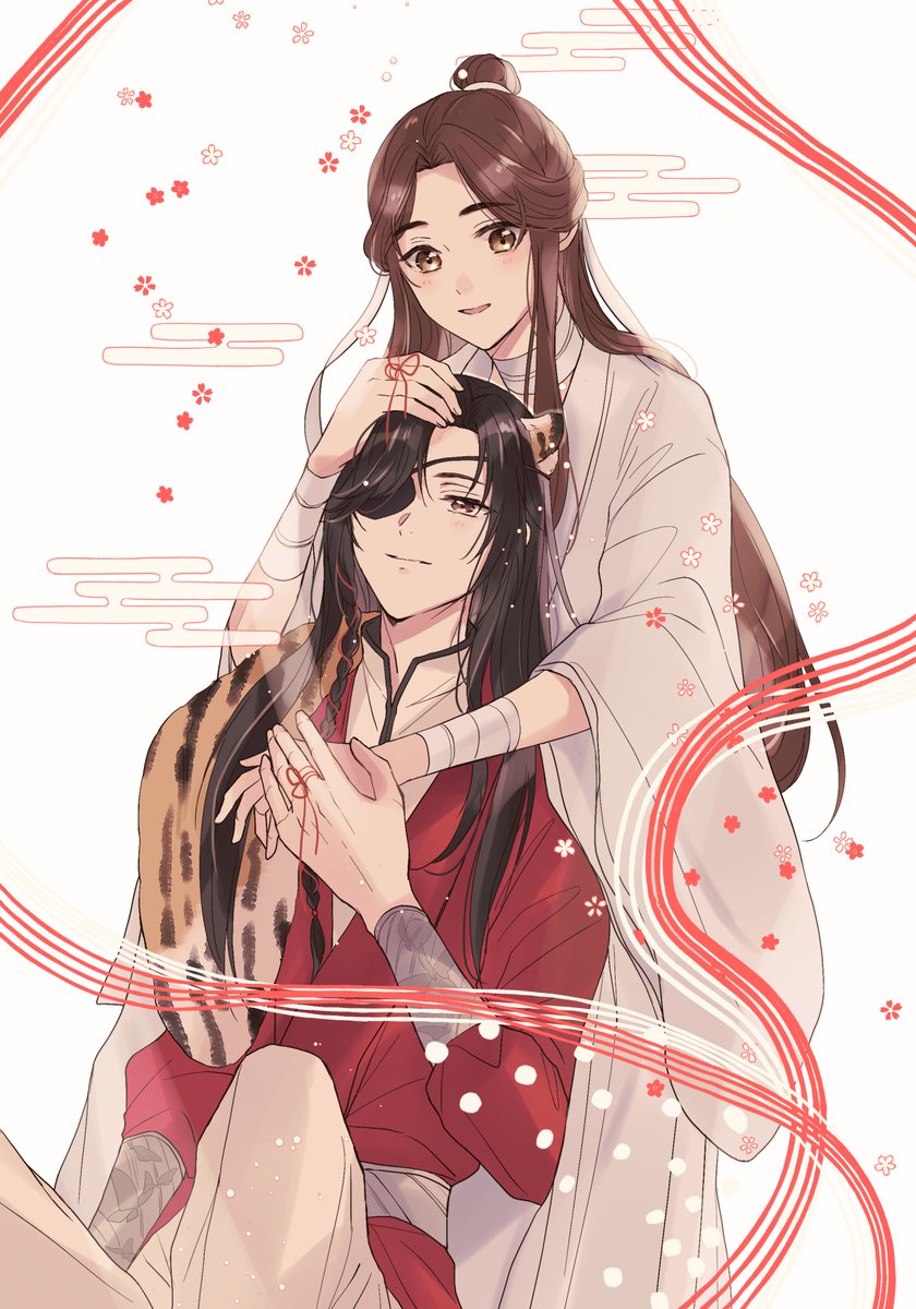 string of fate chinese clothes long hair eyepatch hanfu string black hair  illustration images