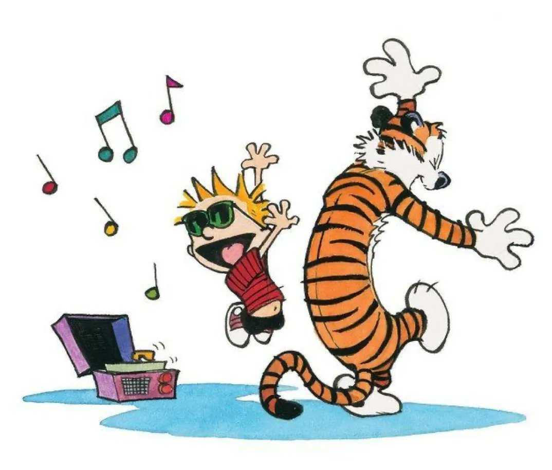 Calvinn_Hobbes's tweet image. Dancing into the new year! #CalvinandHobbes #HappyNewYear2022