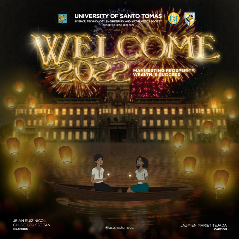 ustshsstemsoc's tweet photo. Happy New Year, STEMasinos!🎉 

At last, we bid goodbye to the year 2021 and we now open the door to a new start in 2022. 

As we write a new chapter of our life, we wish you a fruitful year full of opportunities and growth ahead!🌱🌃 

To a new and prosperous year!🎆