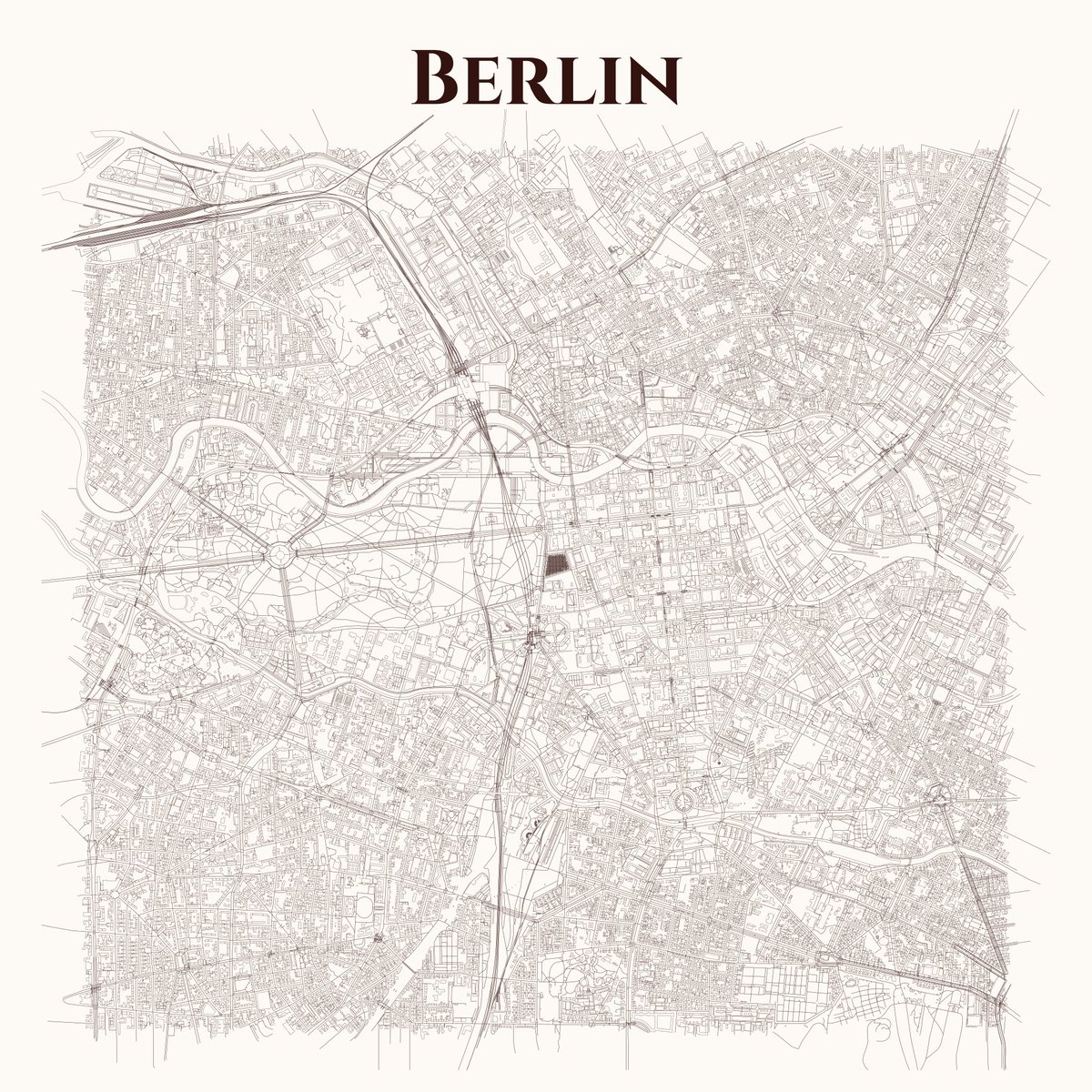 Image of Berlin created in #rstats using data from #OpenStreetMap.