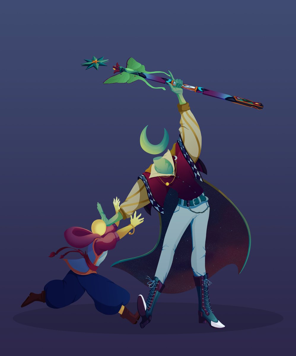 KatjaSwann's tweet photo. Probably one of my favorite pictures from the year.  Orba (little one) and Talus (big guy).  They were once one being called Orbatalus.  Orba now has main control while Talus acts like a big annoyed brother floating usually ghost like behind them. #monsterboy #objecthead https://t.co/0YDQoGL32w