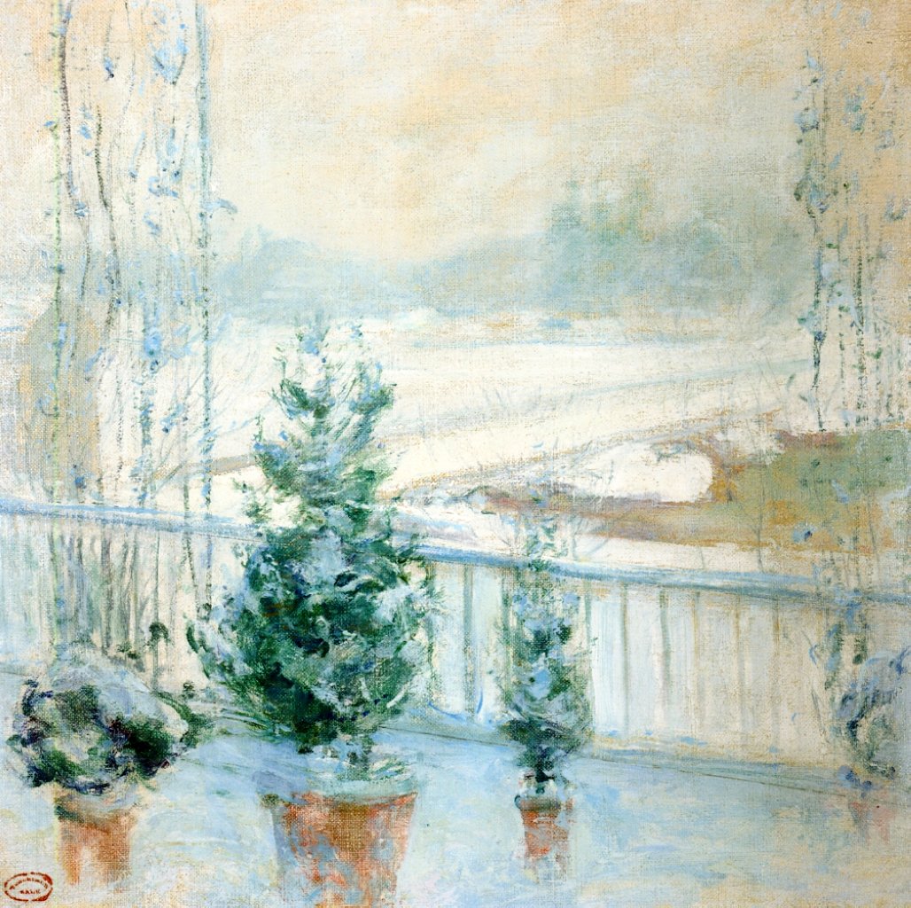 JHTwachtman's tweet photo. Balcony in Winter, 1902 #twachtman #impressionism https://t.co/XhEQaYs6L8