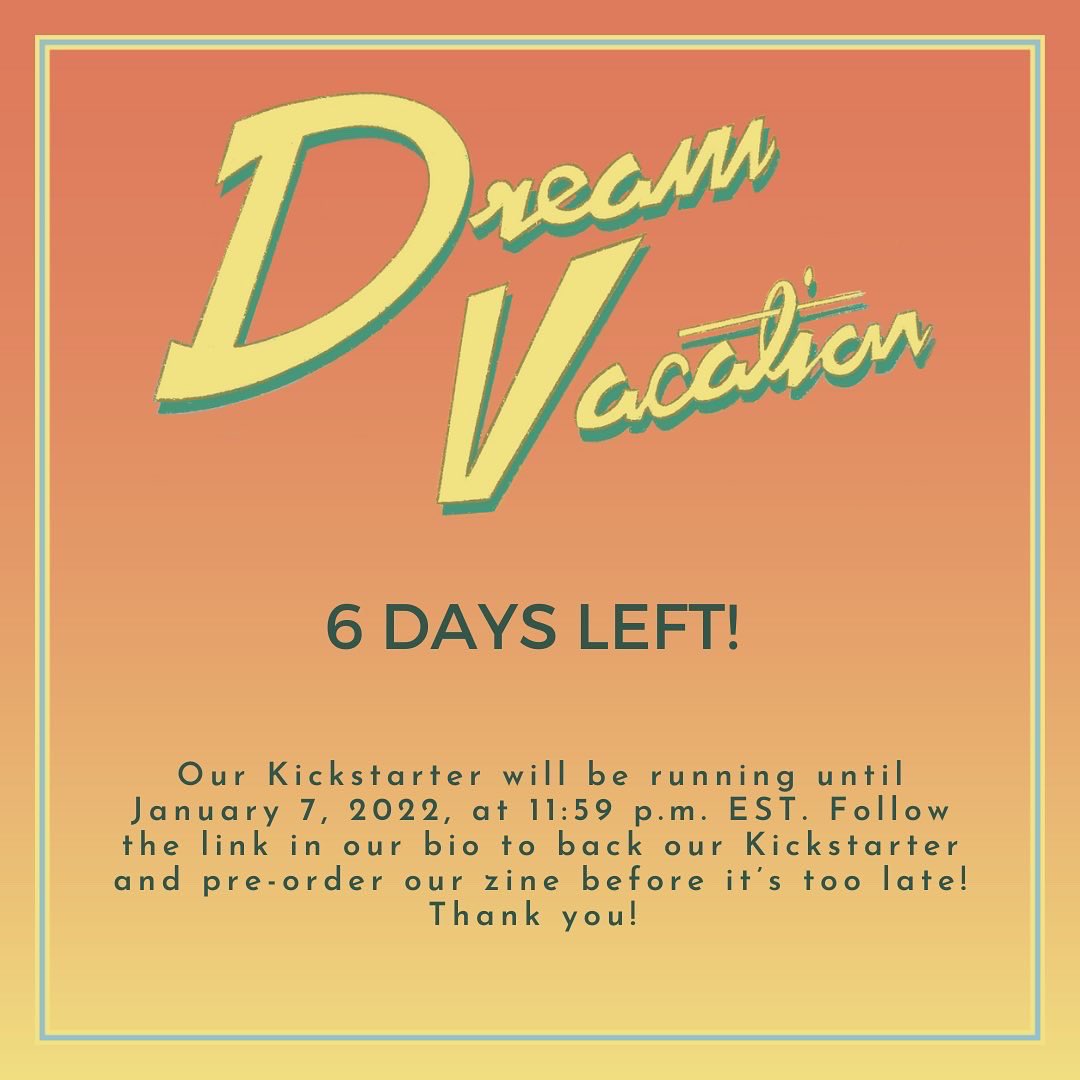 VacationZine's tweet photo. Happy New Year! Only 6 days left in our Kickstarter campaign! https://t.co/mjeAgFnp5y