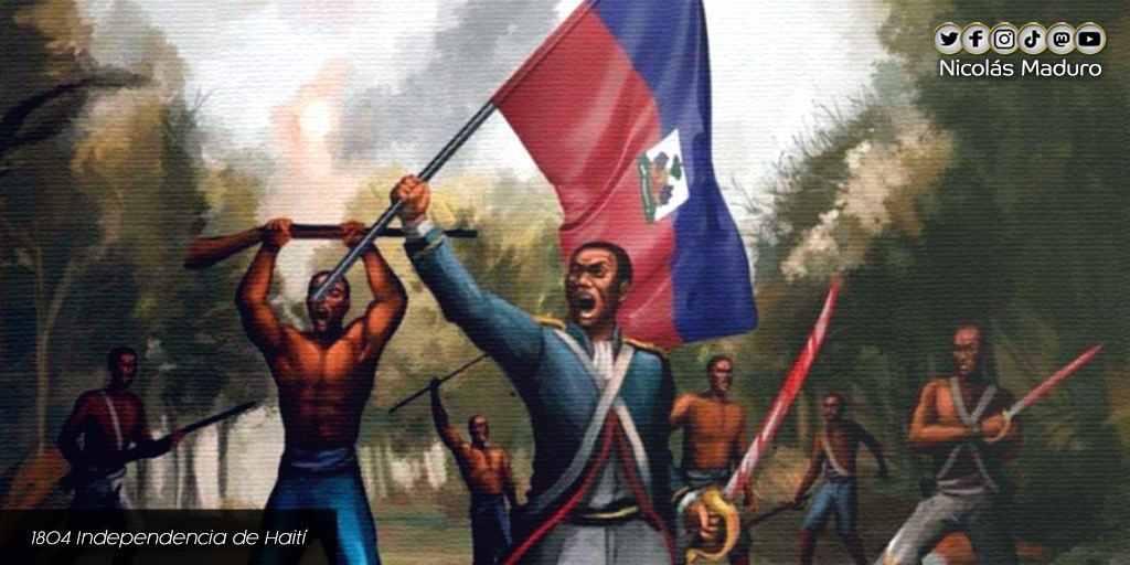 NicolasMaduro's tweet photo. Han transcurrido 218 años desde que el valiente pueblo haitiano rompió las cadenas de la esclavitud y el despotismo, impuestas por el imperio francés, para convertirse en una Patria libre. Desde Venezuela le enviamos un abrazo a nuestros hermanos de la heroica República de Haití. https://t.co/Zm1zl7D3XB
