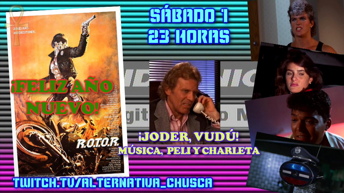 AlternativaChu1's tweet photo. Para los que queráis empezar el año con el mejor cine chusco, os podéis pasar por mi rinconcito de Tuich (https://t.co/4cCYbBkcaU) a eso de las 23h. Un episodio de "Bottom", una peli y charleta posterior. Pillad birras porque es más sano y divertido. #ROTOR #7Dígitos #Coldiron https://t.co/kpKhjR6Lqh