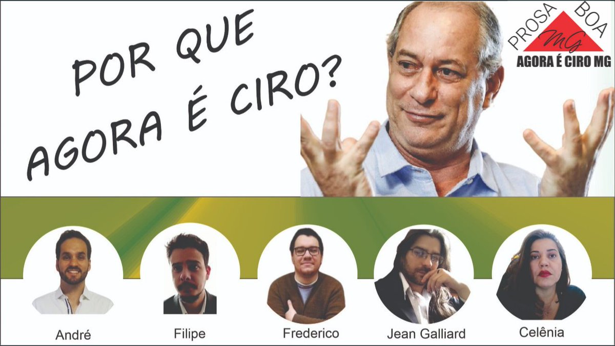 andredpadua's tweet photo. Prosa Boa #2 Por que Agora É Ciro?
#ProsaBoa #AgoraÉCiro #CiroGomes #PND
Domingo às 21:30, a Prosa Boa com a Turma Boa do Agora É Ciro MG pelo Facebook. Um time de comentadores aproximando o Ciro e o PND do Mineiro e da Mineira.
Páginas que farão a transmissão: https://t.co/Pg6XDNWzcp