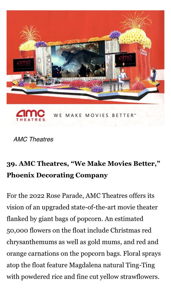 ThunderCatMoon's tweet photo. #AMCFLOAT be on the look out today for The AMC Float in the Rose Parade. Happening now, LFG! #AMC $AMC #WeLikeTheMovies #WeLikeTheStock #WereNeverLeaving https://t.co/HfdzgYhA6q