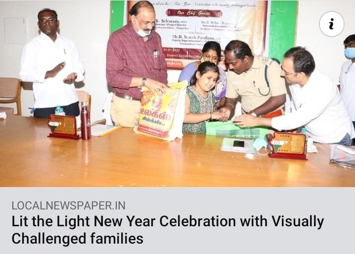 PressChennai's tweet image. Lit the Light #NewYear 2022 Celebration with #VisuallyChallenged families #Event #News #Tirupathur