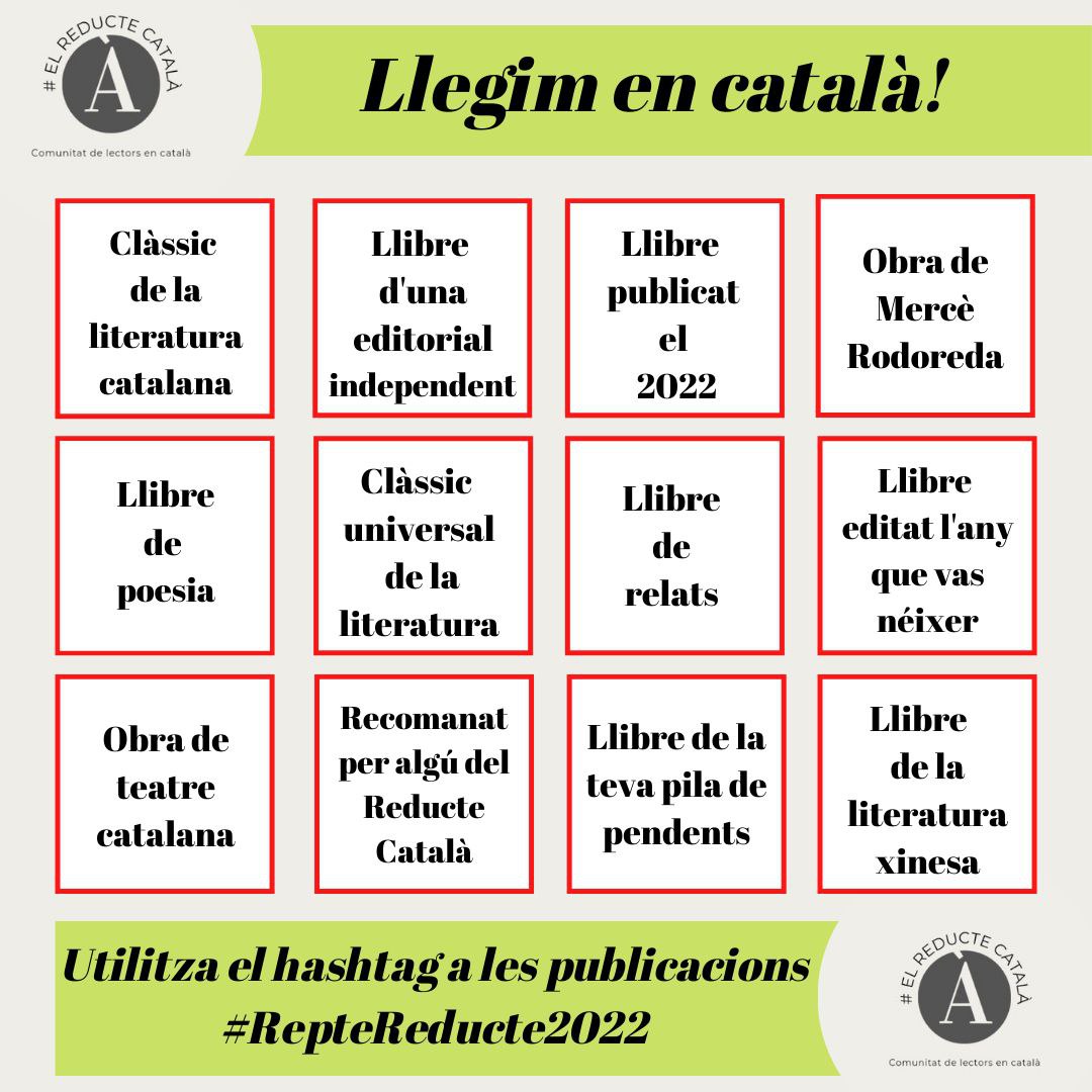 sergipurcet's tweet photo. A instagram hi ha un col·lectiu de persones que fem ressenyes i parlem de llibres en català: #ElReducteCatalà. Aquest any proposem el #RepteReducte2022 per fomentar la lectura en català. És obert a tothom, animeu-vos a fer-lo i a posar-vos a prova! https://t.co/3GzcVEvrw9