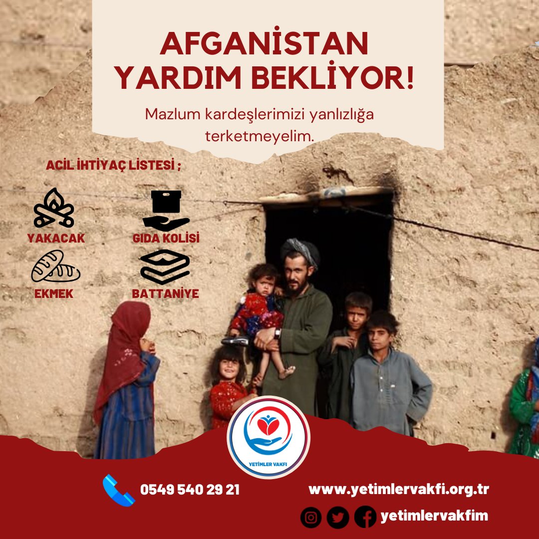 YetimlervakfA's tweet photo. Allahın hoşnutluğu için kardeşlerimize sahip çıkalım.#AfganistanaUmutOl https://t.co/U0Ob4LHbO8