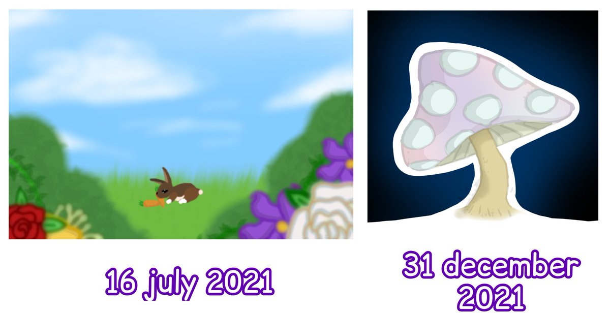 Cupss_'s tweet photo. Some 2021 comparison! Hope to a non artblocked year ^v^ https://t.co/8nTh4eO8kO