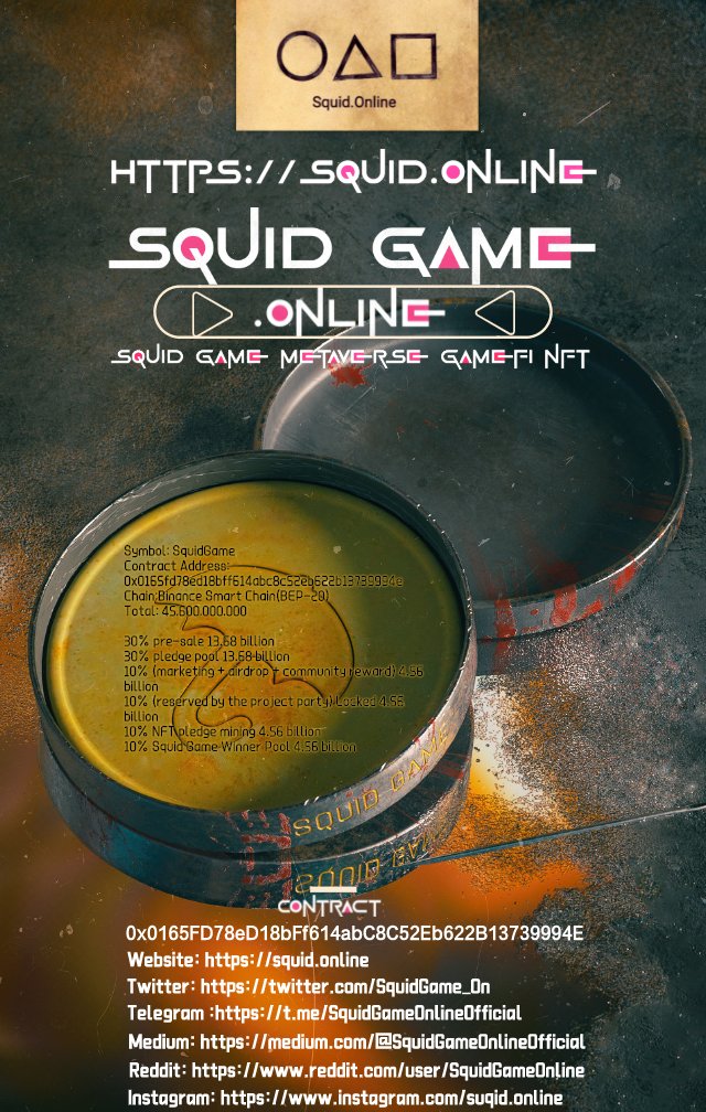 SquidGame_On's tweet photo. SquidGame is on fire!
Created by the top R&amp;D game team, a new 3D meta-universe squid game! Fans of Squid Game are welcome home.
pinkSale:
https://t.co/hgcdOdj4E2 https://t.co/mcCRI3c7v1