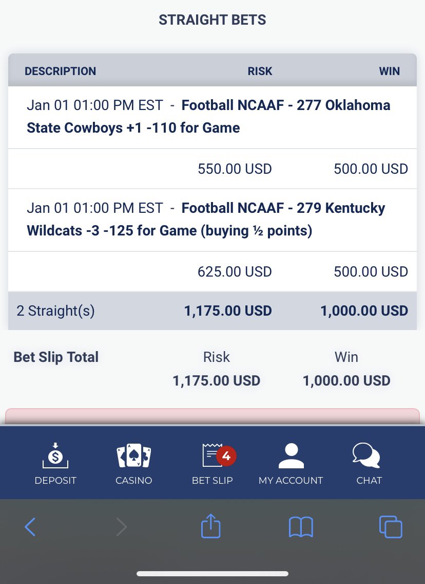 LetsMBGA's tweet image. Happy New Year everyone. I’ll cut all the cheesy messages and go straight to the point.

$1500 Oklahoma St +1

$1500 Kentucky -3

Let’s start the new year the right way 😎 Bet slips included 😎

Like/Retweet if tailing/fading

#FREEPLAY #GamblingTwitter #BowlSeason #NCAAF