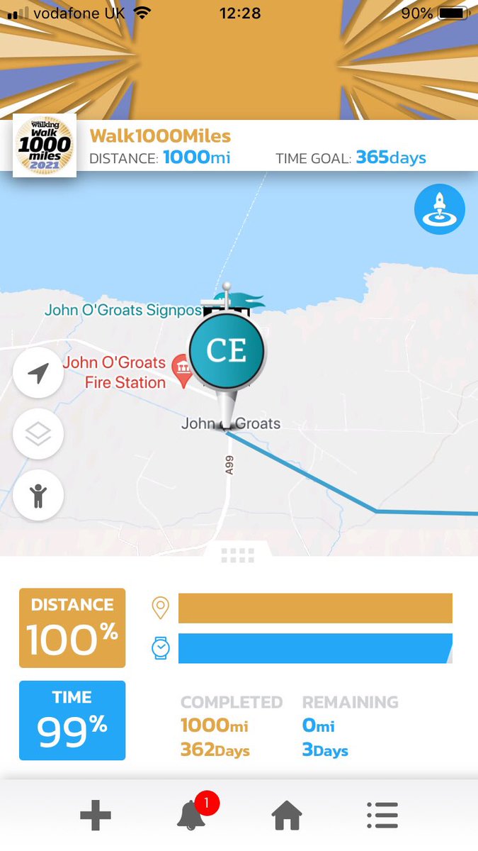 I’m so pleased to have walked 1000 miles in 2021, a virtual challenge from Land’s End to John O’Groats 🥾🥾