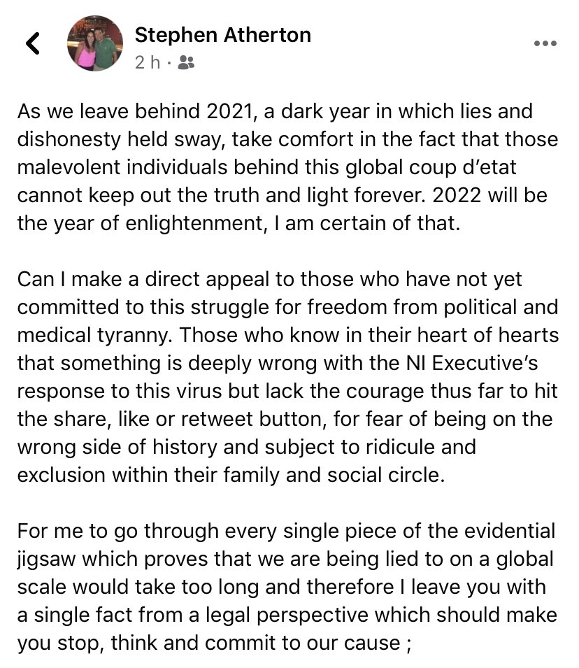 VoiceStephen's tweet photo. A call to action for 2022..... Thank you to local solicitor @steviatherton for this pertinent New Years Message #StephensVoice #YourVoice #EnoughIsEnough #Together #HoldTheLine https://t.co/Q9FC7xZC6Z