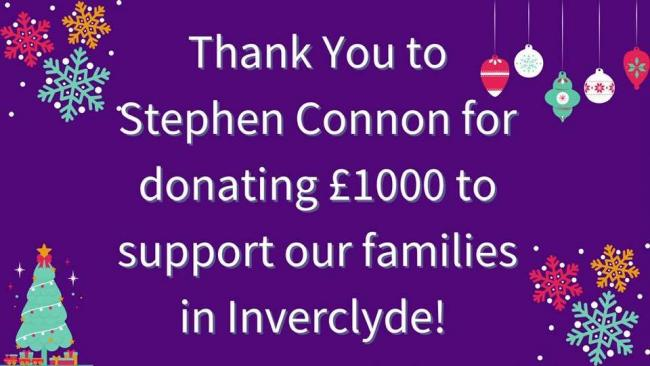 Magnificent donation of £1000 Argos vouchers from Inverclyde's most prolific fundraiser Stephen Connon via his FB fundraising page.
Christmas Day was more magical than anticipated for many children due to Stephen's exemplary efforts.