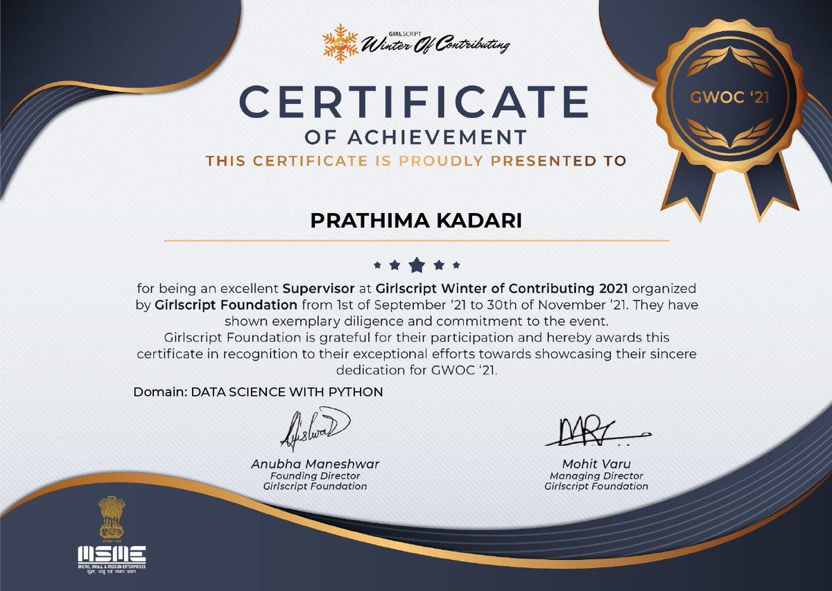 prathima_kadari's tweet photo. Special thanks to @girlscriptwoc for creating this collaborative environment

#girlscriptfoundation #gwoc #girlscriptwinterofcontributing #opensource #github #datascience #python #supervisor #mentor https://t.co/6x2ClQV2ZF