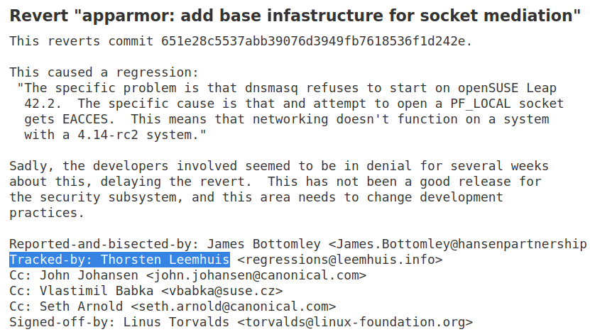 kernellogger's tweet photo. It was 2017 when Linus did that for the first time: https://t.co/oiTxfzsIP9

That #Linux commit was accompanied by a mail to #LKML which I plan to quote from in my nex text about regressions for the #kernel's documentation: https://t.co/ieIh9VxVWr

https://t.co/nYe5DW8F8a https://t.co/mqgac8cp8q