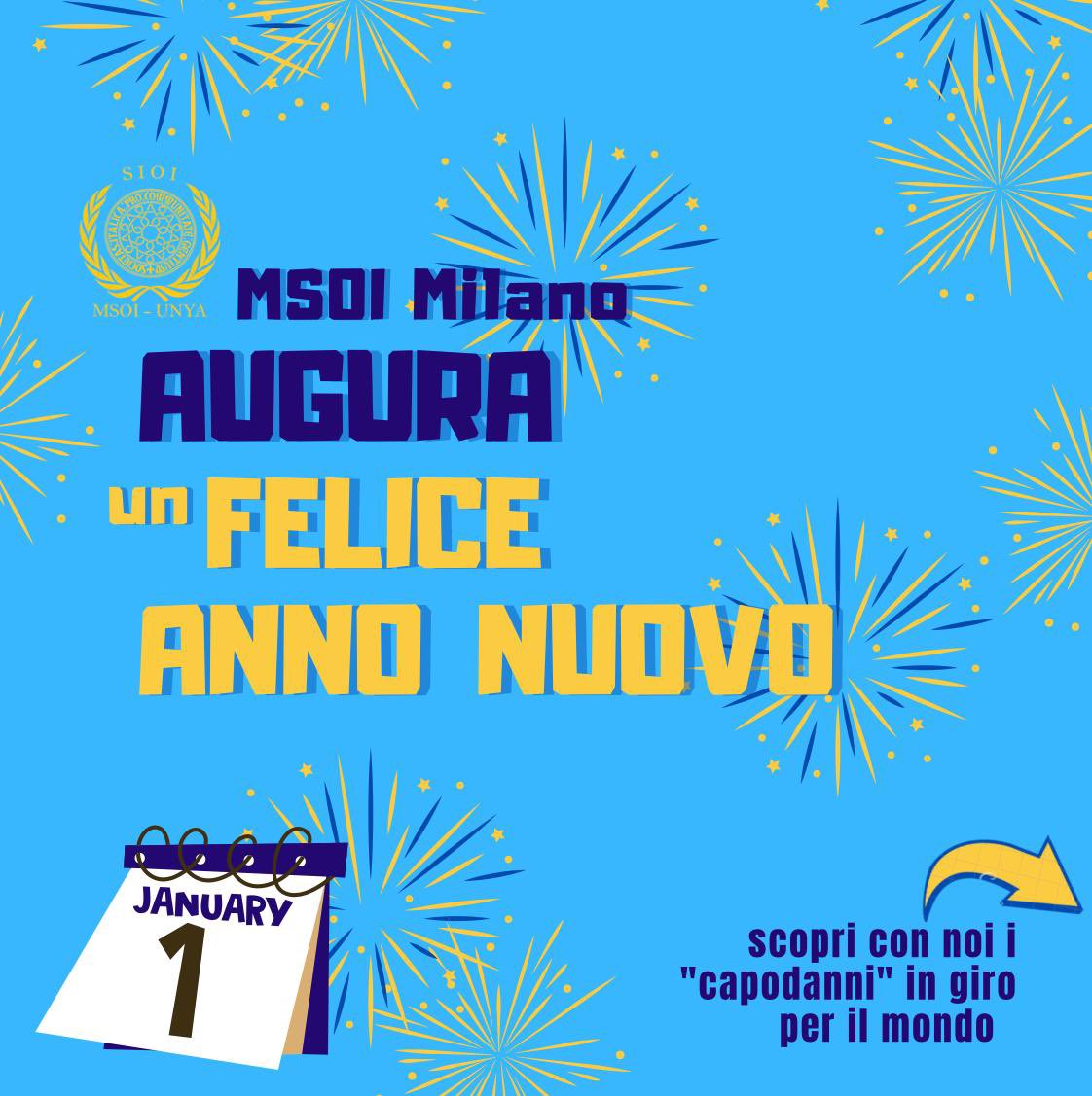 MSOIMilano's tweet photo. 🥳 CAPODANNI NEL MONDO 

Scoprite le tradizioni di capodanno nel mondo con MSOI Milano! 
Augurandovi un sereno e felice anno nuovo, abbiamo scelto di portarvi con noi e farvi conoscere alcune tradizioni per celebrare l’inizio del nuovo anno in diverse culture del globo!🎆🥂
#msoi https://t.co/ms7PdzFEgO