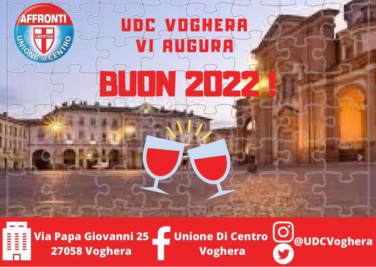 UDCVoghera's tweet photo. A voi ed alle Vostre famiglie i migliori auguri di #BuonAnno
#Buon2022
#UDCVoghera #UDCPavia #Voghera https://t.co/Vcu4MNPrjT