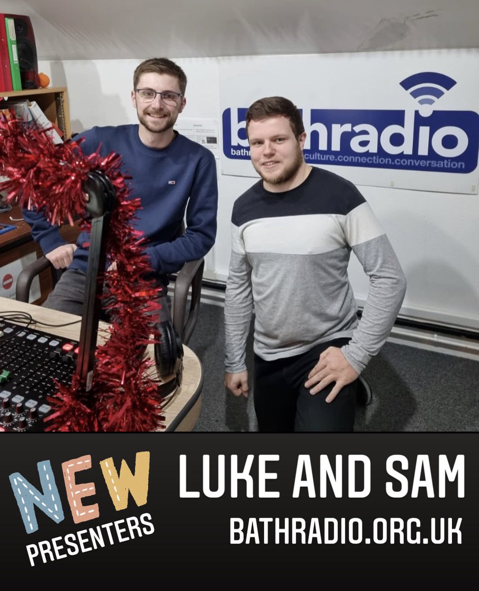 BathSound_Radio's tweet photo. Happy New Year everyone!
We kick off 2022 with two new faces to Bath Radio!
LIVE 1pm to 3pm this New Years Day join Sam and Luke as they look back over 2021 and play some great tunes!
Tune in on your smart speaker ๐ and via https://t.co/x9870fmERJ ๐ป
#sammaggs #lukenix https://t.co/8nVZIj3jBz