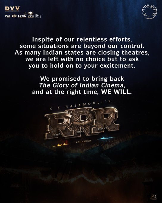 koti7711's tweet photo. It’s official #RRR postponed
#RRROn------- Waiting........
@RRRMovie https://t.co/YNPBDrSx2w