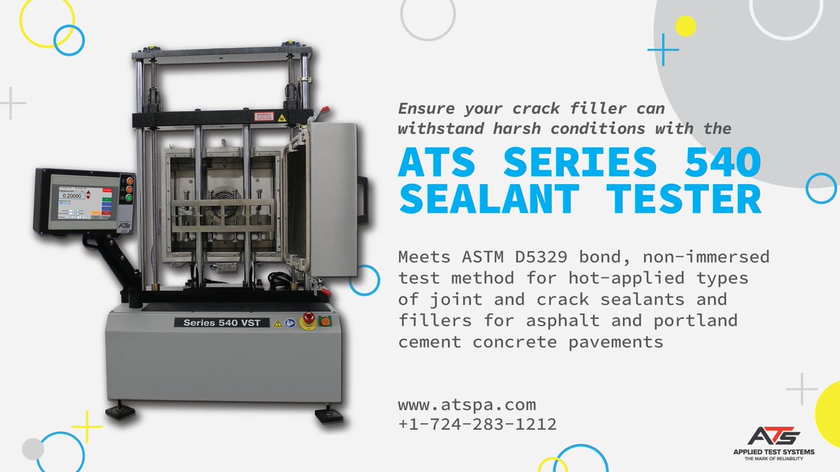 AppliedTest's tweet image. Ensure your crack filler can withstand harsh conditions with the ATS Series 540 Sealant Tester. Request your free quote at sales@atspa.com