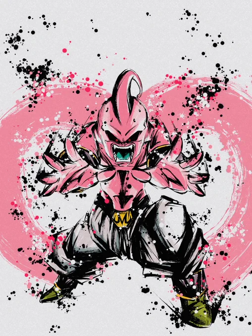 魔人ブウ
#ドッカンバトル
#墨絵 #イラスト 