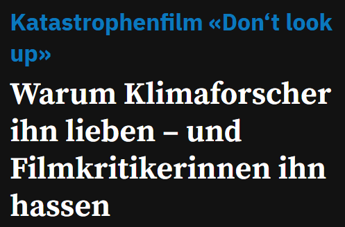 viktorgiacobbo's tweet photo. Da gibt's doch noch so eine Personengruppe? Ach ja, die Zuschauer-innen! Ich liebe diesen Film für die schamlos lustige Zuspitzung einer Story über das Versagen von Politik, Wirtschaft und Medien im Vorfeld ihrer eigenen Vernichtung! Great!
@netflix "Don't Look Up" https://t.co/UeSBf2tLnM