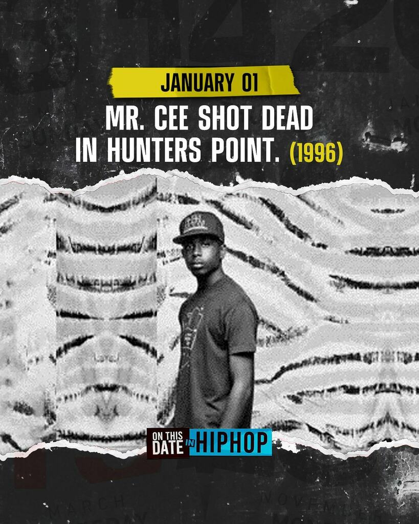bleepthabastard's tweet photo. #OnThisDateInHipHop, #RBLPosse's #MrCee was shot 9 times near his home on #NewYears Day.

The Ruthless By Law rapper's death would spark off a series of retaliatory killings in #HuntersPoint. The 22-year old had just sign a deal with Atlantic.

Sidenote:… https://t.co/7hTGkR1KSp https://t.co/NJ0QoAqXcv