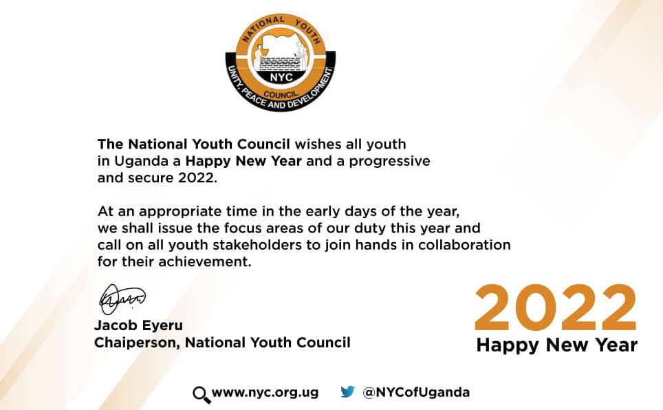NYCofUganda's tweet photo. Happy New Year greetings from the Chairman @Jacobeyeru https://t.co/cRL3lYQsS3