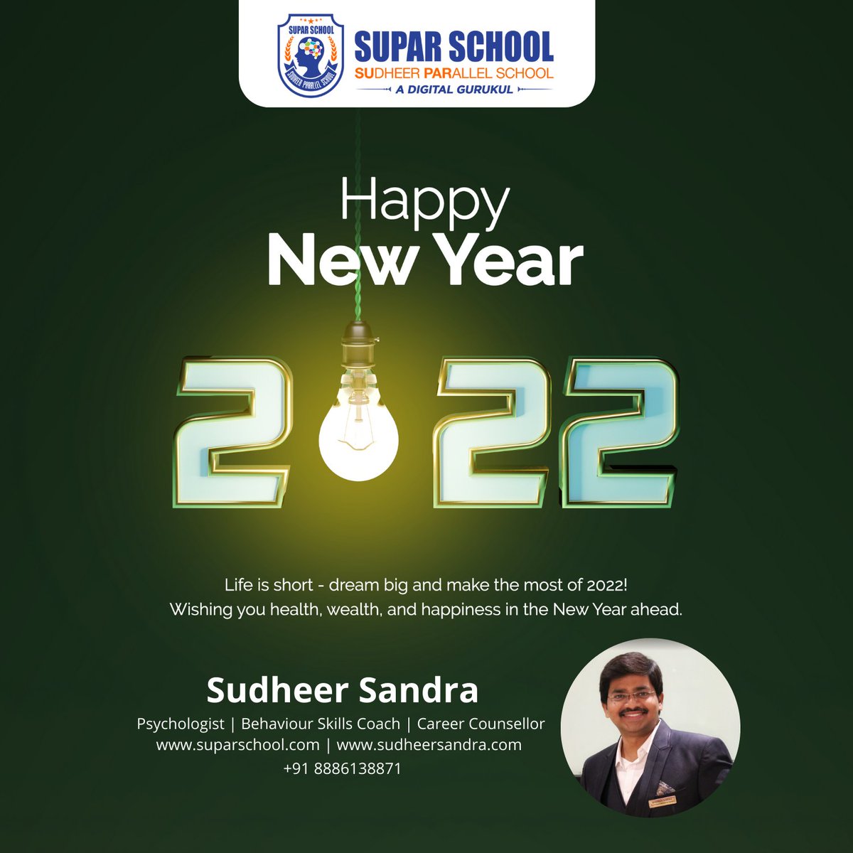 sandrasudheer's tweet photo. May success follow you in all your efforts and your efforts be rewarded many times over in 2022. Wishing you a rewarding and successful new year 2022
- Sudheer Sandra
#Suparschool #sudheersandra #Newyear2022 #digitalconnect https://t.co/y8Vm4XEW6m