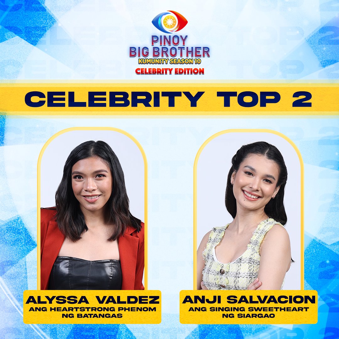 PBBabscbn's tweet photo. Congratulations Celebrity Kumunity Top 2, Alyssa &amp; Anji! #PBBKumuCelebTopTwo https://t.co/u3xenFiFBq