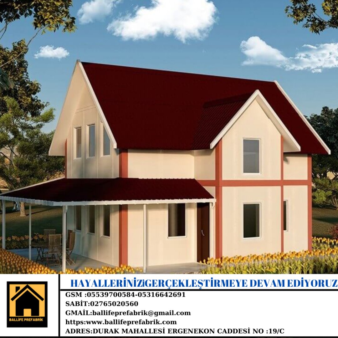 Ballife prefabrik olarak sizlerin hayallerini gerçekleştirmeye devam ediyoruz.

bilgi için:
05539700584 - 02765020560
ballifeprefabrik.com
DURAK MAHALLESİ ERGENEKON CADDESİ NO 19/C UK2 BLOK USAK

#prefabrikev #prefabrik #prefabricated
#villa #villadesign #çelikyapı #konteyner