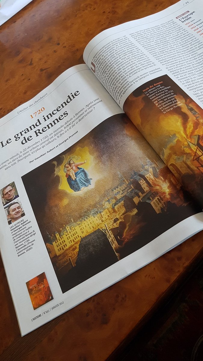 bevellin's tweet photo. Dans L'Histoire de janvier 2022, un dossier sur l'incendie de #Rennes en 1720. Ce sujet cher @Julien_J0ly est illustré de deux photos de @EdouardHue (bien créditées). https://t.co/z8Z1O5NZ9I