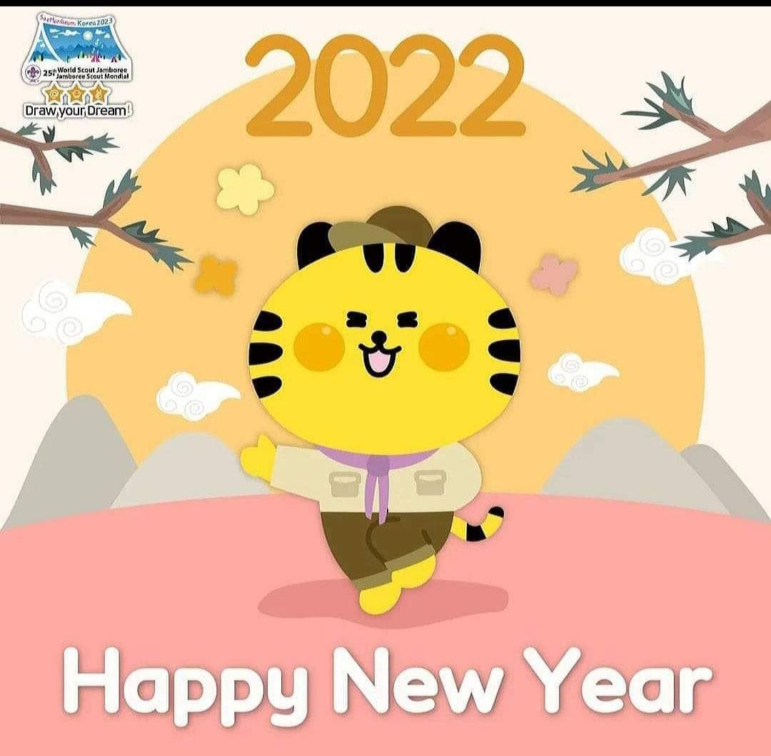 wsjrdp's tweet image. Das ist Sae Beomi, das Jamboree Maskottchen. Wir schließen uns seinen Neujahrswünschen an und wünschen euch allen ein fantastisches Jahr 2022 mit hoffentlich vielen neuen Pfadfinder Abenteuern #WSJ23 #Pfadfinden #scouting #jamboree #WSJ