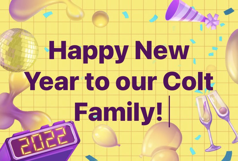 We want to wish everyone a Happy New Year! 
Also a reminder that students do not come back to school until Tuesday. Monday, teachers will be attending PD to help make 2022 the best ever! 🎆 Have a great weekend, Colts!