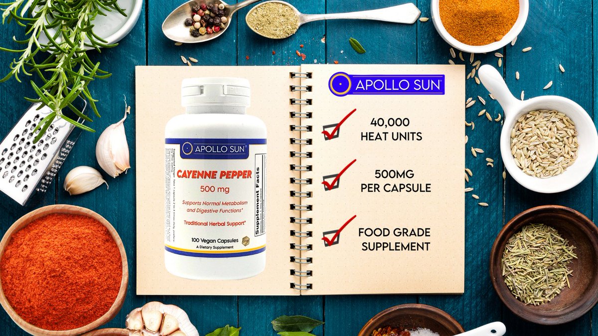 SunVitamins's tweet photo. Cayenne Pepper Capsules https://t.co/0UcyJWGUo2

Add Apollo Sun's Food Grade Cayenne Pepper Powder in a number of recipes, both sweet and savory.

#ApolloSun #Apollosunvitamins #MindEyes #MindEyesUSA #Amazon #AmazonSmile #dailyvitamins  #cayennepepper #cayennepeppers https://t.co/khwtZZLgzu