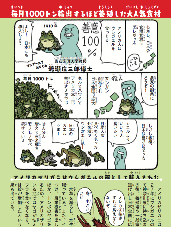 カエル肉が出てきたらしいけど、そもそも食用として導入されてるので、それを美味いと思ったからと言って、『映る価値なし』となるのはどうも納得がいかない。
https://t.co/NxcPTy4OHR
『侵略!#外来いきもの図鑑
もてあそばれた者たちの逆襲』
#格付けチェック