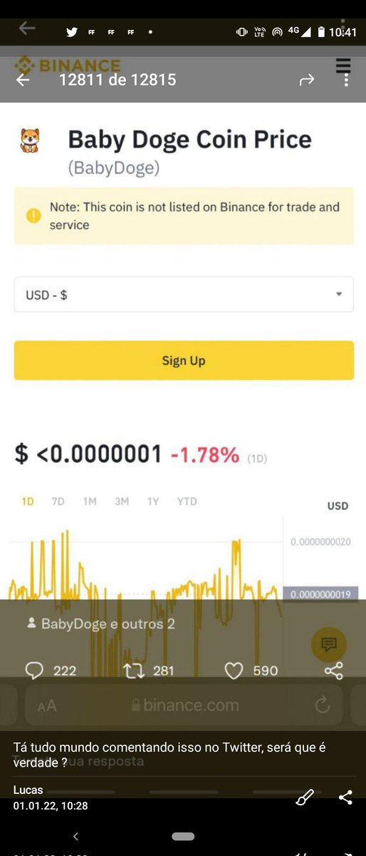 ErikSolerr's tweet photo. Adicionado #BabyDoge no gráfico da #Binance, só falta a listagem 🙏 https://t.co/j4BF05BIU3