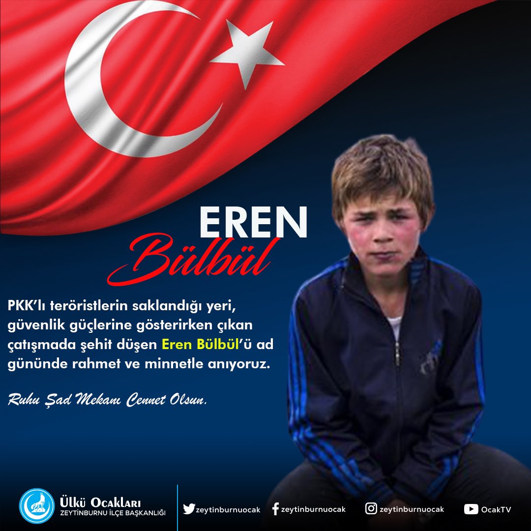 Pkk’lı teröristlerin saklandığı yeri, güvenlik güçlerine gösterirken çıkan çatışmada şehit düşen Eren Bülbül’ü ad gününde rahmet ve minnetle anıyoruz. #İyiKiVarsınEren