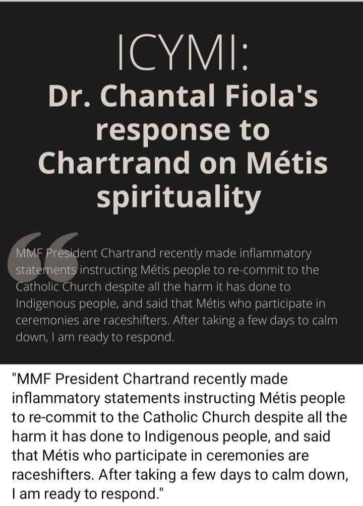 LADYALEXANDRIA's tweet photo. #Metis , #ManitobaMetisFederation, #DavidChartrand, #RedRiverMetis
In case you missed it.. an important response to David Chartrand on Métis spirituality by Zaagaate Chantal Fiola. https://t.co/EgmTav0sul
