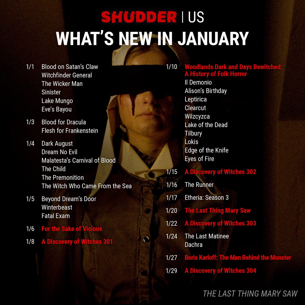 Shudder's tweet photo. New year, new titles 🎉 https://t.co/VZak715ROh