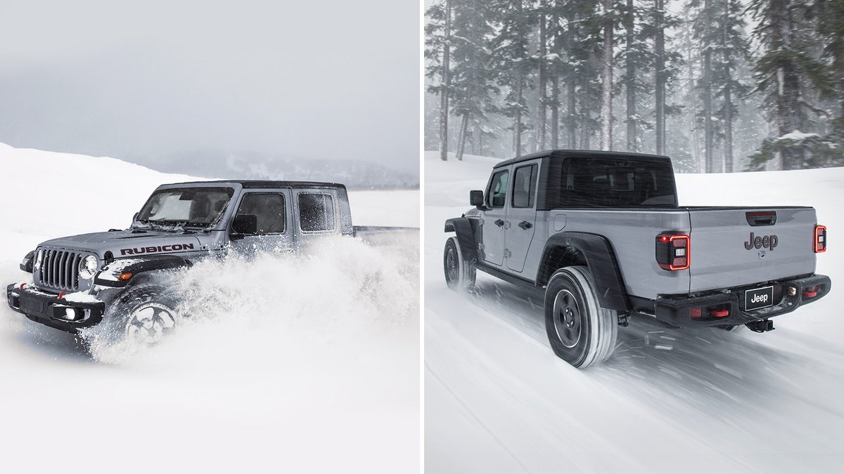 Jeep's tweet photo. No such thing as bad weather with #Gladiator. https://t.co/14JrgRSpDI