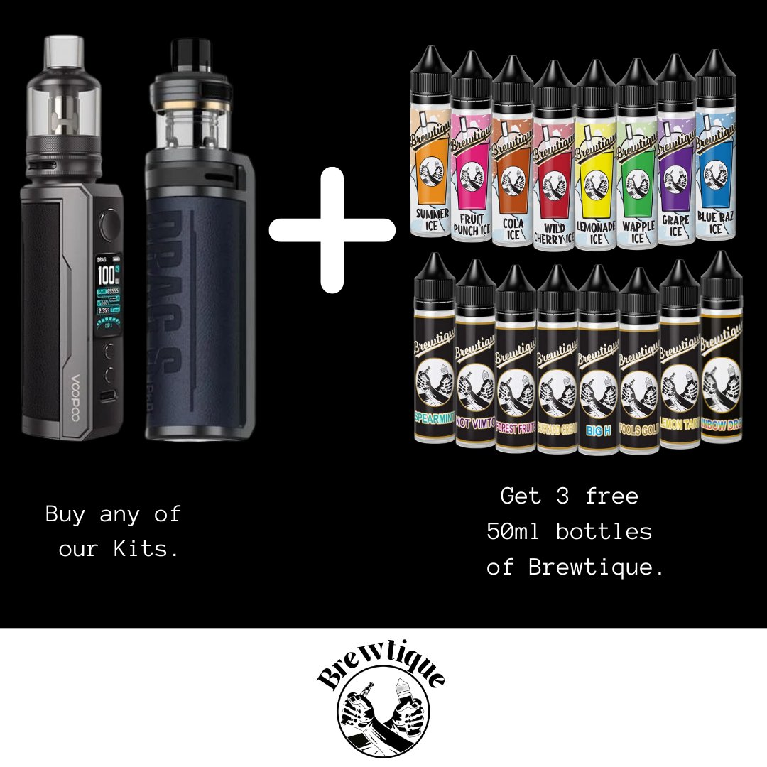 NEW YEAR, NEW YOU!

We have a deal perfect for those who are deciding to quit smoking. Buy any of our kits &amp; get 3 of our 50ml bottles of Brewtique for free.

👇🏼👇🏼👇🏼👇🏼👇🏼👇🏼👇🏼👇🏼
brewtique.uk 

#brewtique #vapeshoppers #vape #vapeon #vapelife #vapers #vapeshop