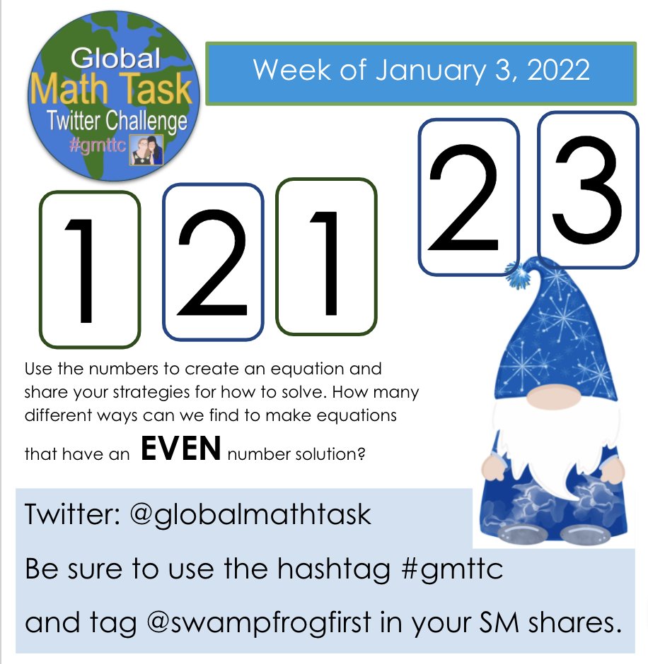 globalmathtask's tweet image. Happy New Year!
Start the new year off with weekly #gmttc number sense challenges

Use @Seesaw activity
app.seesaw.me/pages/shared_a…

Connect with @Flipgrid 
flipgrid.com/5b6aa999
(DM us for the guest code).
#Maths 
#flipgridfever
#seesawactivities