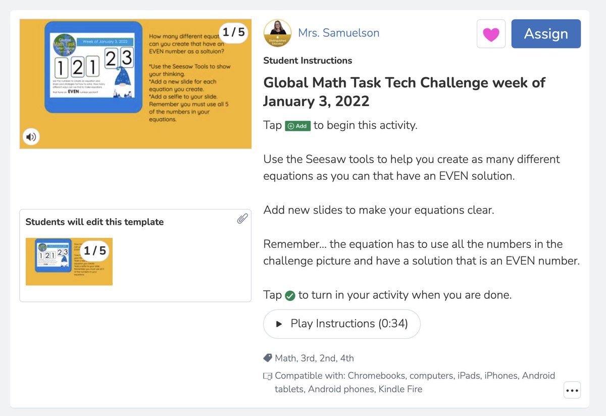 globalmathtask's tweet image. Happy New Year!
Start the new year off with weekly #gmttc number sense challenges

Use @Seesaw activity
app.seesaw.me/pages/shared_a…

Connect with @Flipgrid 
flipgrid.com/5b6aa999
(DM us for the guest code).
#Maths 
#flipgridfever
#seesawactivities