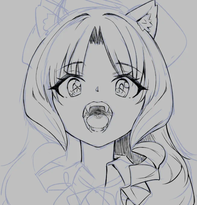 Here's the sketch process of this one. BTW, it turn to chibi when done. 