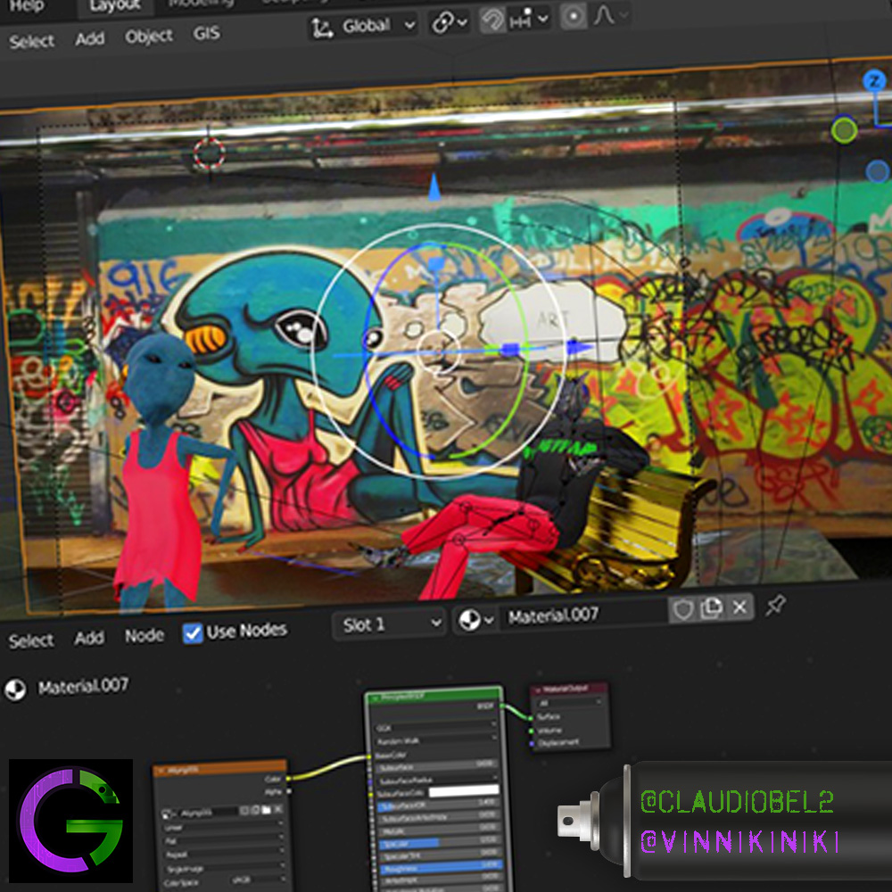 vinnikiniki's tweet photo. Behind the scenes with @psynftart  brother @ClaudioBel2 making cryptographitti magic in @blender

Soon release NFT collaboration on @withfnd part of the https://t.co/rWR5biM1Sa collection

#NFTs #NFT #NFTart #NFTartists #NFTCommunity #cryptograff #cryptographitti #cryptograffiti https://t.co/BQL6adPMUb