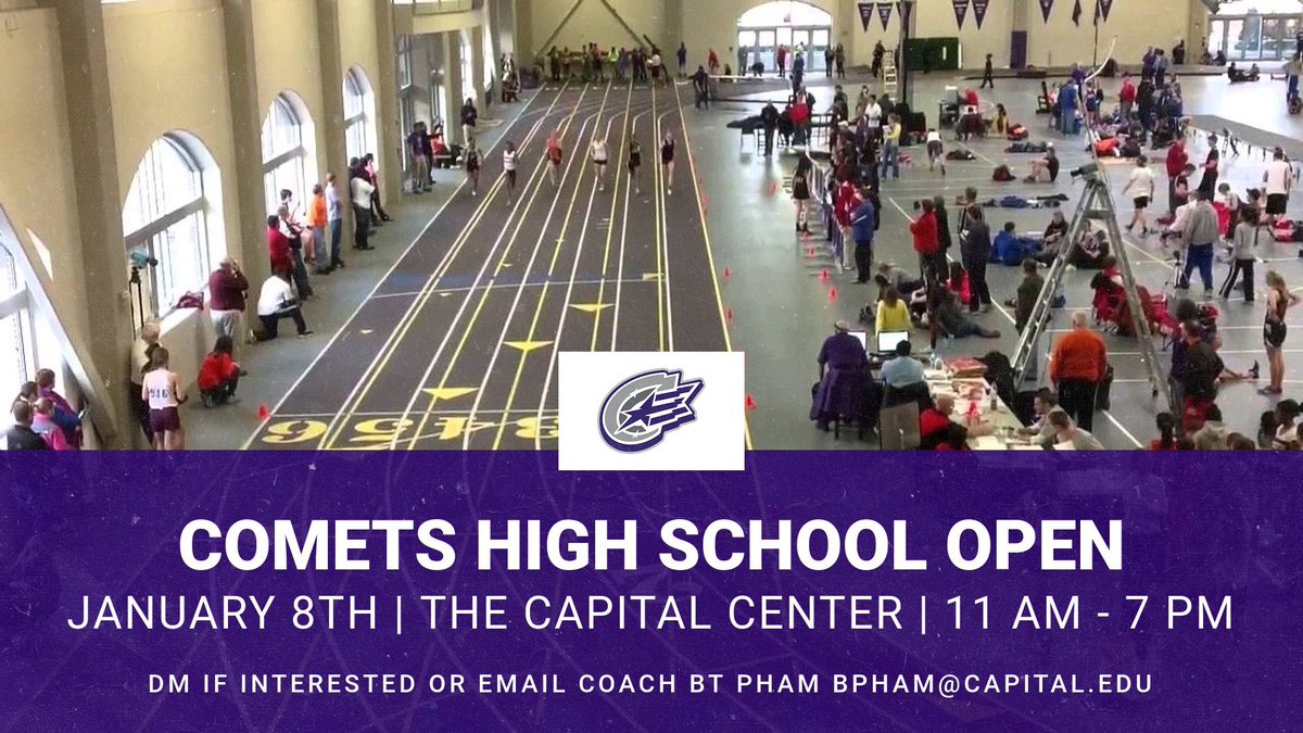 This upcoming Saturday, I will be running in the Capital Comets High School Open. I will be racing the 400m and the 200m. Attached below is some of the information for the meet. I will post the schedule of the races once I get it. <a href="/CapXCTF/">Capital XC/TF</a> <a href="/OHMileSplit/">MileSplit Ohio</a>